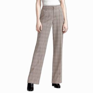 Paul Stuart Beige Black Brown Glen Plaid Wool Dress Pants Trousers Size 12